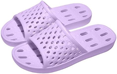 WOTTE Shower Sandals Women Quick Drying Bath Slippers Non Slip Dorm Shoes, Purple, 7