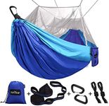 Sunyear Camping Hammock, Portable Double Hammock with Net, 2 Person Hammock Tent with 2 * 10ft Straps, Best for Outdoor Hiking Survival Travel