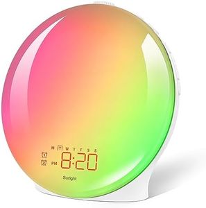 Wake Up Light Sunrise Alarm Clock for Heavy Sleepers & Kids, Fullscreen Alarm with Sunrise/Sunset Simulation, Dual Alarms, Snooze, FM Radio, 9 Color Modes, 10 Natural Sounds, Perfect for Gift