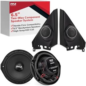 Pyle 2 Way Component Stereo Speaker System for 2006 and Up Honda Civic Vehicles, 300 Watt, 4 Ohm Impedance Two Way Audio Kit, 6.5” Woofers, 1” Tweeters, Butyl Rubber Surrounds, KSV Voice Coils