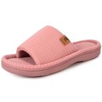 VeraCosy Women's Open-Toe Slippers Cozy Terry Cloth Memory Foam Indoor House Shoes Dusty Pink,9-10 US