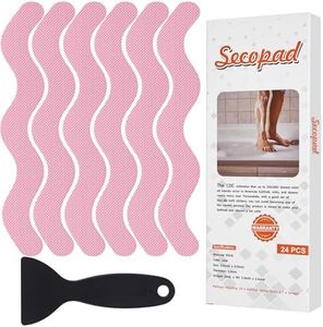 Secopad Patented Anti Slip Shower Stickers 24 PCS Safety Bathtub Strips Adhesive Decals with Premium Scraper for Bath Tub Shower Stairs Ladders Boats (Pink)