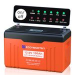 ECO-WORTHY 12V 100AH LiFePO4 Lithium Battery Bluetooth with SOC Display, Upgrade 2.0 Built-in 100A BMS with Low-Temp Protection, Suitable for RV, Camping, Solar Off-Grid, trolling Motor