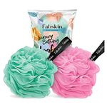 FABSKIN Luxury Bathing Round Loofah for Men and Women (Aqua and Pink)