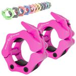 WARM BODY COLD MIND - Premium 2 inch Olympic Barbell Clamps, Weightlifting Collars, Weight Clips for Bars, Olympic Weight Lifting Clips, Bar Clamps - Gym Accessories Strength Training (Pink)