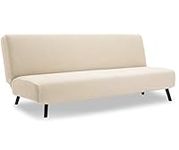 TIANSHU Armless Sofa Cover,Polyester Spandex Stretch Futon Slipcover Protector 3 Seater,armless sofa bed seat cover,Furniture Protector Without Armrests Slipcover(Futon,Ivory)