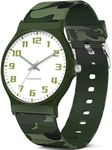 TENOCK Kids Analog Watch Boys Girls, 30M Waterproof, Sports Camo Watch with Thin Dial & Soft Band, Easy to Read for Ages 5-15, Great Birthday Christmas Gifts for Kids (Camo-Green)