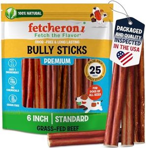 FETCHERONI Bully Sticks for Puppies - Odor-Free Bully Sticks (6 Inch, 25 Pack), 1 lb. Bag, Fully Digestible 100% Beef Pizzle Chews, Grass-Fed, Non-GMO, Grain-Free,