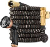 75 Foot Garden Hose – 2026 Upgarded Expandable Garden Hose w/10 Pattern Spray Nozzle, 650psi Brass 3/4” Fittings – Lightweight, Durable, Kink-Free, Retractable Water Hoses for Gardening(Black Gold)