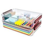 CATOOMUU 2 Pcs Plastic Portable Project Case 8.5" X 13" Clear Stackable Storage File Box With Lids Organizer Container for Letter A4 Paper Photo Documents Scrapbook Craft Art School Office Supplies