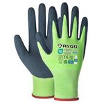 KAYGO Latex Coated Work Gloves for Men Women Breathable, 3 Pairs Recycled Polyester Gardening Gloves, Safety Yard Work Gloves for Men, KGE19L (Green, Small)