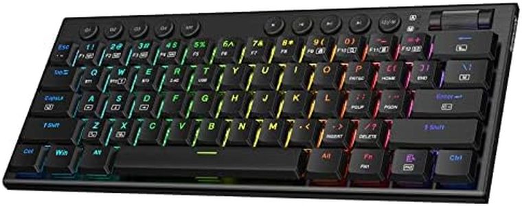 Redragon K632 Noctis 60% Wireless RGB Mechanical Keyboard, Bluetooth/2.4Ghz/Wired Tri-Mode Ultra-Thin Low Profile Gaming Keyboard w/No-Lag Connection, Dedicated Media Control & Linear Red Switch