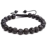 JOVIVI Lava Rock Stone Anxiety Bracelet Women Men Healing Crystal Black Volcanic Stone Worry Beads Aromatherapy Essentail Oil Diffuser Bracelet Jewellery Gifts