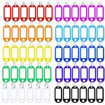 SportStorm 60 Pcs Key Tags with Labels, Tough Plastic Key Tags with Split Ring Label Window with Split Ring Assorted Colors for ID Tags, Pet Name Tags, Luggage Tags