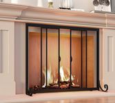 Fire Beauty Fireplace Screen, Wrought Iron Mesh, Baby Safe Spark Guard Protector with 2-Doors Large Flat Guard Screens (35 x 28 Inch)