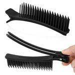 2 Pcs Sectioning Hair Clips, Hair Clips for Styling Hair Sectioning Clips Professional Hairdressing Clips Grip Clips with Comb Hair Styling Accessories for Salon Home Hair Cutting Coloring (Black)