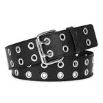 LUKSOFT Leather Waist Belt Punk Rock Grommet Belt For Jeans Party Body Jewelry Accessories For Women And Girls 42 Inch, Black