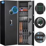 Silkight 5-6 Rifle Gun Safe, 57" Larger and Deeper Gun Safes for Home Rifle and Pistols, Quick Access Electronic Gun Cabinets for Rifles and Shotguns with LED Light & Removable Shelf, 3 Pistol Bag