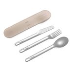 Bentgo® Stainless Travel Utensil Set - Reusable 3-Piece Silverware Set with Carrying Case, High-Grade Premium Steel, BPA-Free Case, Eco-Friendly - Ideal for Travel, Camping, and Office Use (Sand)