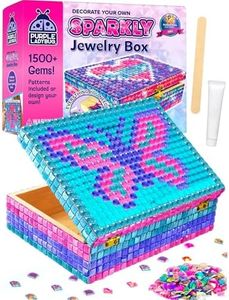 PURPLE LADYBUG Jewelry Box Craft for Girls 8-12 6-8 - Gift for 7 8 9 10 11 12 Year Old Girl, Christmas & Birthday Mosaic Arts and Crafts for Kids Ages 8-12, Girls Toys 8-10 with 1500+ Non-Toxic Gems