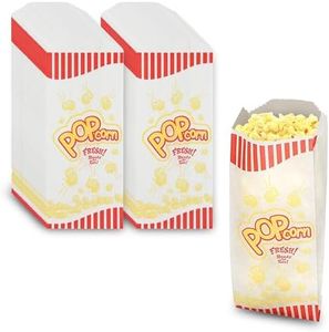 MT Products Small Popcorn Bags - 100 Pack Party Bags | Popcorn Boxes Hold 1 oz of Popcorn Each | Premium Carnival Party Supplies for To-Go Snacks and Treats | Measure 8 x 3.5 Inches