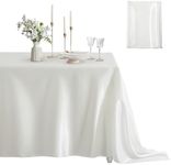 Counfeisly 1 Pack Rectangle Tablecloth Stain Resistant Wrinkle Free Silkly Soft Table Cloth, Satin Dining Table Cloths for Dining Room, Indoor and Outdoor Use, 60 x 120 Inches, Off White