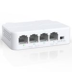 YuanLey 4 Port PoE Extender with 3 PoE Out, IEEE 802.3af/at Mini 4 Channel PoE Repeater 100Mbps, Wall and Din Rail Mount Passthrough POE Amplifier/Booster, Plug and Play