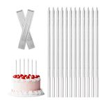 Candles for Birthday Cakes Silver, 12PCS Thin Metallic Cake Candle, Long Glitter Cupcake Candles for Birthday Wedding Baby Shower Party Decoration 1st 12 18 24 40 50th 60th