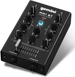 Gemini Sound MM1BT Bluetooth Professional Audio 2-Channel Dual Mic Input Stereo 2-Band Rotary Compact DJ Podcast Mixer with Cross-Fader and Individual Gain Control