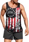 COOFANDY Men American Flag Tank Top 4Th of July Shirts Sleeveless Pullover Crew Neck Independence Day Printed Fitness Tanks