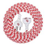 ezobuy 3 Pin Cotton Threaded | Male to Female | Expandable Electric Extension 3.5 Mtr. Wire | Perfect Multipurpose | Home Decor | Office | Festival Decorations | Colour Red Abstract | Pack of 1