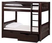 Furniseworlds Sheesham Wood Bunk Bed Double Decker Bed Wooden Trundle Bed for Bedroom Home and Hostel (Walnut Finish)