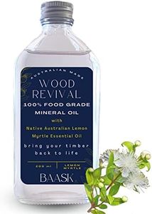 Chopping Board Oil with Lemon Mrytle 200ml Food Grade Mineral Oil Made in Australia -Natural Antibacterial-Cutting Board Oil Conditions & Protects Wooden Cheese Board, Butcher Blocks by BAASK