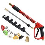 Tool Daily Deluxe High Pressure Washer Gun Wand Extension, 5 Nozzle Tips, M22 Fitting, 40 Inch, 5000 PSI