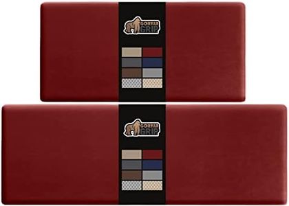 Gorilla Grip 2 Piece Cushioned Kitchen Anti Fatigue Comfort Mat, Comfortable Thick Padded Rug, Stain Resistant Supportive Durable Cushion Rugs, Office Standing Desk Floor Mats, 17x29 and 17x59, Red