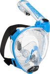 Cressi Duke Action Full Face Snorkel Mask - CO2 Safe Dry Snorkel System - Wide View Anti Fog Mask - Action Cam Mount for Snorkelling - Clear/Blue - M/L