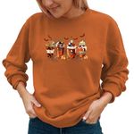 Fawniss Halloween Sweatshirt Women Horror Pumpkin Coffee Graphic Pullover Long Sleeve Shirts