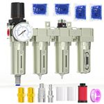 MEANLIN 3/4" NPT Heavy Duty Industrial Grade 4 Stage Air Drying System,Auto Drain,Coalescing Filter,Double Particulate Filter,Desiccant Dryer and Air Regulator For Plasma Cutter and Paint Spray