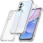 YisrLery 3 in 1 Camera Cover Compatible with Samsung Galaxy A15 5G / 4G Case and 2 Pack Tempered Glass Screen Protector, Slim Soft TPU Shockproof Anti-Scratch Samsung A15 Phone Case Silicone Clear