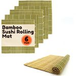 BambooMN 6x Green Bamboo Sushi Rolling Mats 9.5" x 9.5" (Set F)