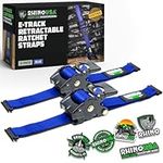 Rhino USA 2”x10’ Retractable E-Track Ratchet Straps: 3,033 Max Break Strength – Perfect for UTV’s, ATV’s and Other Cargo (Blue x 2 Pack)