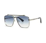 4Flaunt UV400 Protected Fame Series Driving Vintage Pilot Silver Blue Gradient Metal Body Retro Square Stylish Sunglasses for Men and Women | 4F-FAME02-C1