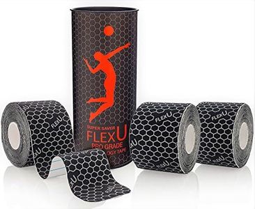 FLEXU Ruban de kinésiologie 60 5X25 cm Bandes prédécoupées en Forme de I - Thérapie Professionnelle Ultra Fine, sans Latex et hypoallergénique ; Promouvoir Une récupération Plus Rapide (Noir)