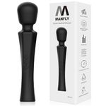 MANFLY Home Electric Massager, Handheld Electric Powerful Rechargeable Waterproof Neck Shoulder Back Leg Massager (Black)