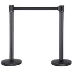 Yaheetech Heavy Duty Retractable Crowd Control Barriers Queue Control Post Rope Barriers Safety Queuing Stanchion Post 2m Belt Black