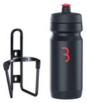 BBB Cycling FuelTank And CompTank Bike Water Bottle Holder With BPA-Free Bike Water Bottle Bike Bottle Cage And Bottle Set Universal Fit 550ml BBC-03C, Black / Black Red