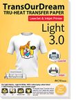 TransOurDream Tru-T Shirt Heat Transfer Paper 10 Sheets A4 Iron On Transfers for Inkjet & Laser Printer Printable HTV Heat Transfer Vinyl for White and Light Fabrics,Easy to Cut(TOD-03-10)