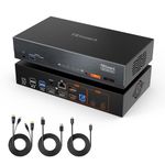 TESmart KVM Switch 2 Monitors 2 Computers 4K@60Hz Compatible with Thunderbolt 4, HDMI+DisplayPort KVM Switch Dual Monitor for 1 Laptop (TB4 USB C w/Charging 60W) & 1 Desktop, Gigabit Network, EDID
