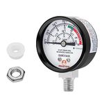 Roastove Black case Pressure Cooker Gauge, Pressure Canner Gauge, Steam Pressure Gauge, 2" Dial, Lower Mount, Including Gasket, Nut