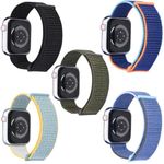 iTronix Sport Loop Nylon Band Compatible for Apple Watch Series 9/8/7/6/5/4/3 SE Ultra 2/1, 49mm 45mm 44mm 42mm Adjustable Braided Rugged Strap for iWatch Men, Women (5 Pack)